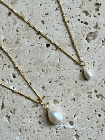 Pop Design - Pearl Drop With Beaded Gold Necklace