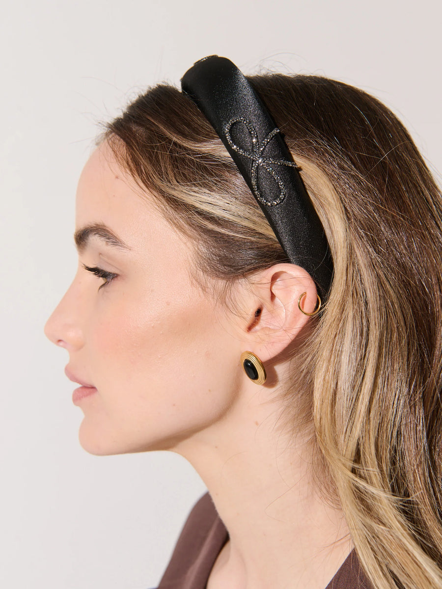 Angels Whisper - Black Diamante Bow Statement Headband