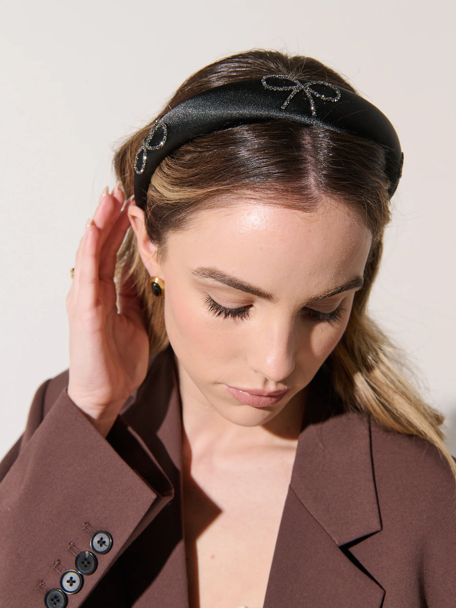 Angels Whisper - Black Diamante Bow Statement Headband