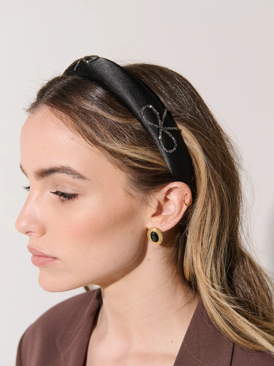 Angels Whisper - Black Diamante Bow Statement Headband