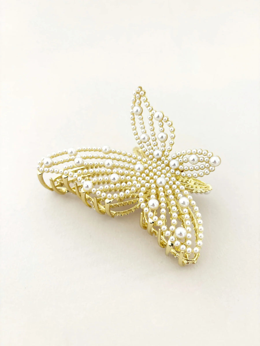 Angels Whisper - Faux Pearl Butterfly Hair Claw Clip