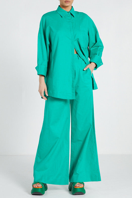 Bohemian Traders - Oversized Long Sleeve Shirt - Emerald