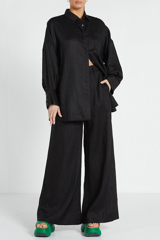 Bohemian Traders - Oversized Long Sleeve Shirt - Black