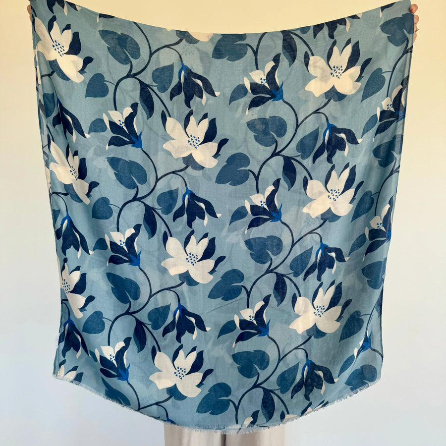 Greenwood Designs - Jessie Floral In Blue Autumn/Winter Scarf