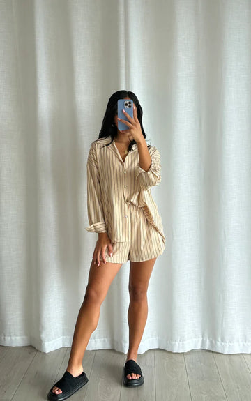 By Frankie - Black/Beige Stripe Set