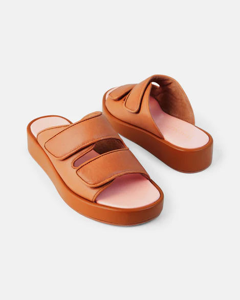 Walnut - Frances Leather Slide - Coconut Tan