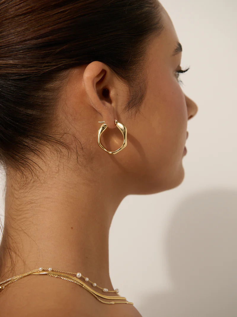 Angels Whisper - Wazy Textured 18k Gold Plated Earrings