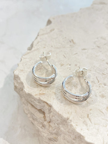 Angels Whisper - Twist Small Sterling Silver Plated Hoops