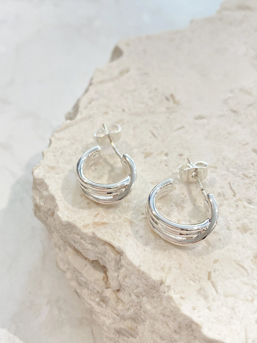 Angels Whisper - Twist Small Sterling Silver Plated Hoops