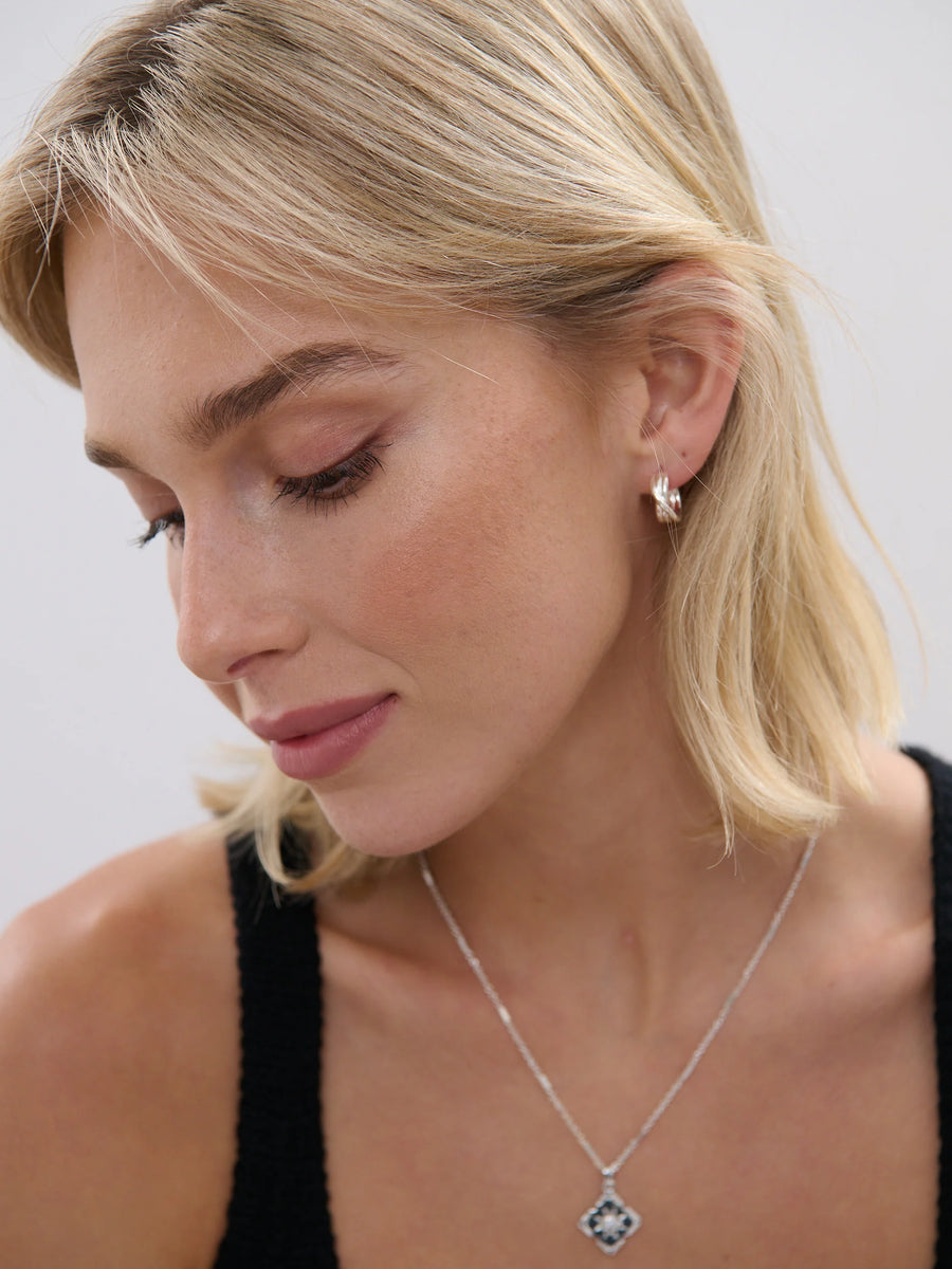 Angels Whisper - Twist Small Sterling Silver Plated Hoops