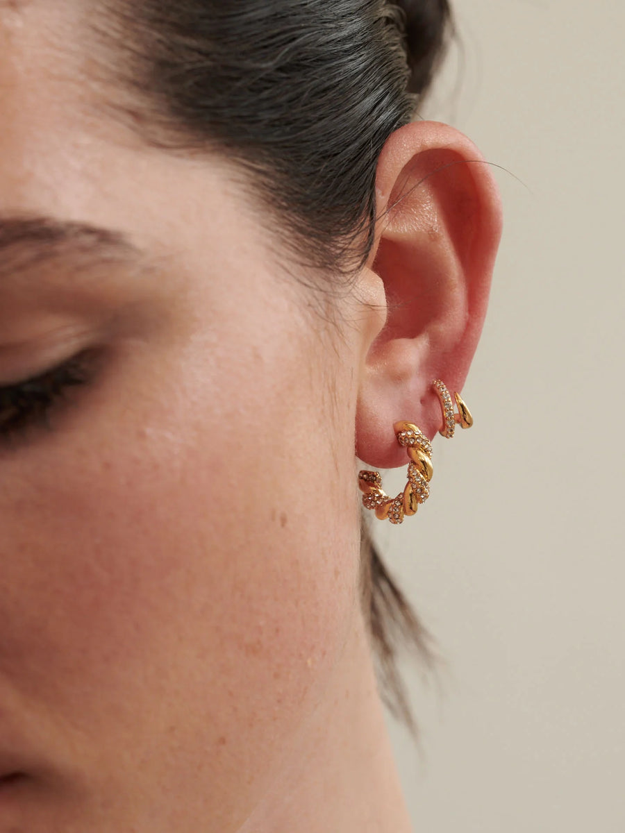 Angels Whisper - Diamante Twist 18k Gold Plated Earrings