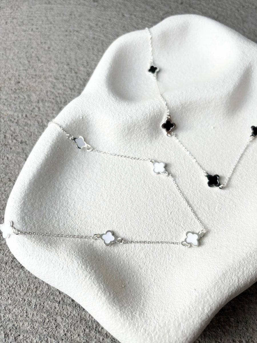 Angels Whisper - Clover Sterling Silver Plated Necklace in White