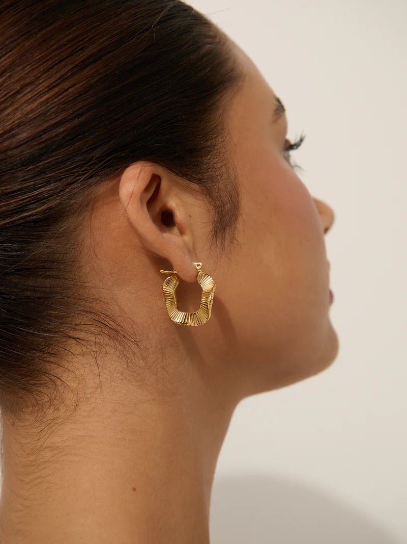 Angels Whisper - Wave Coil 18k Gold Plated Earrings