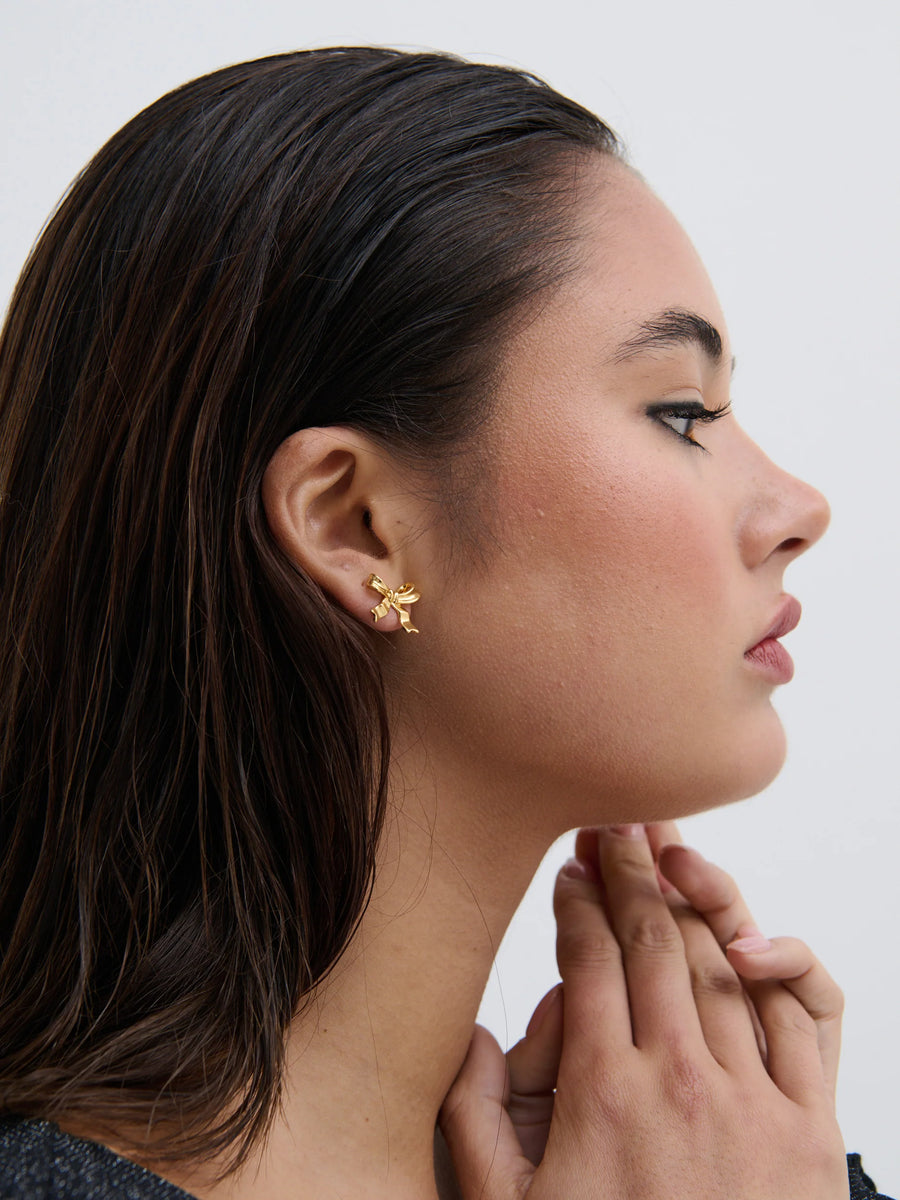 Angels Whisper - Bow Stud 18k Gold Plated Earrings