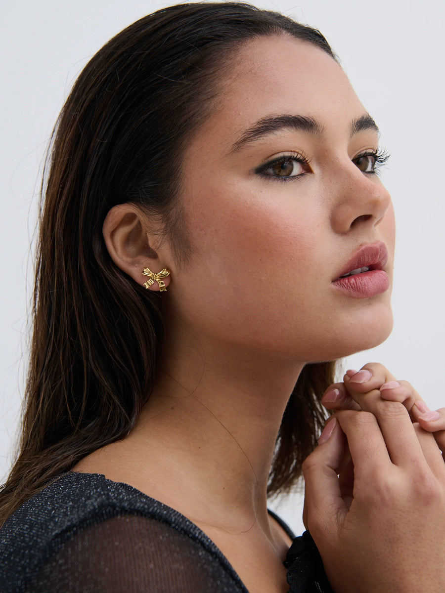 Angels Whisper - Bow Stud 18k Gold Plated Earrings