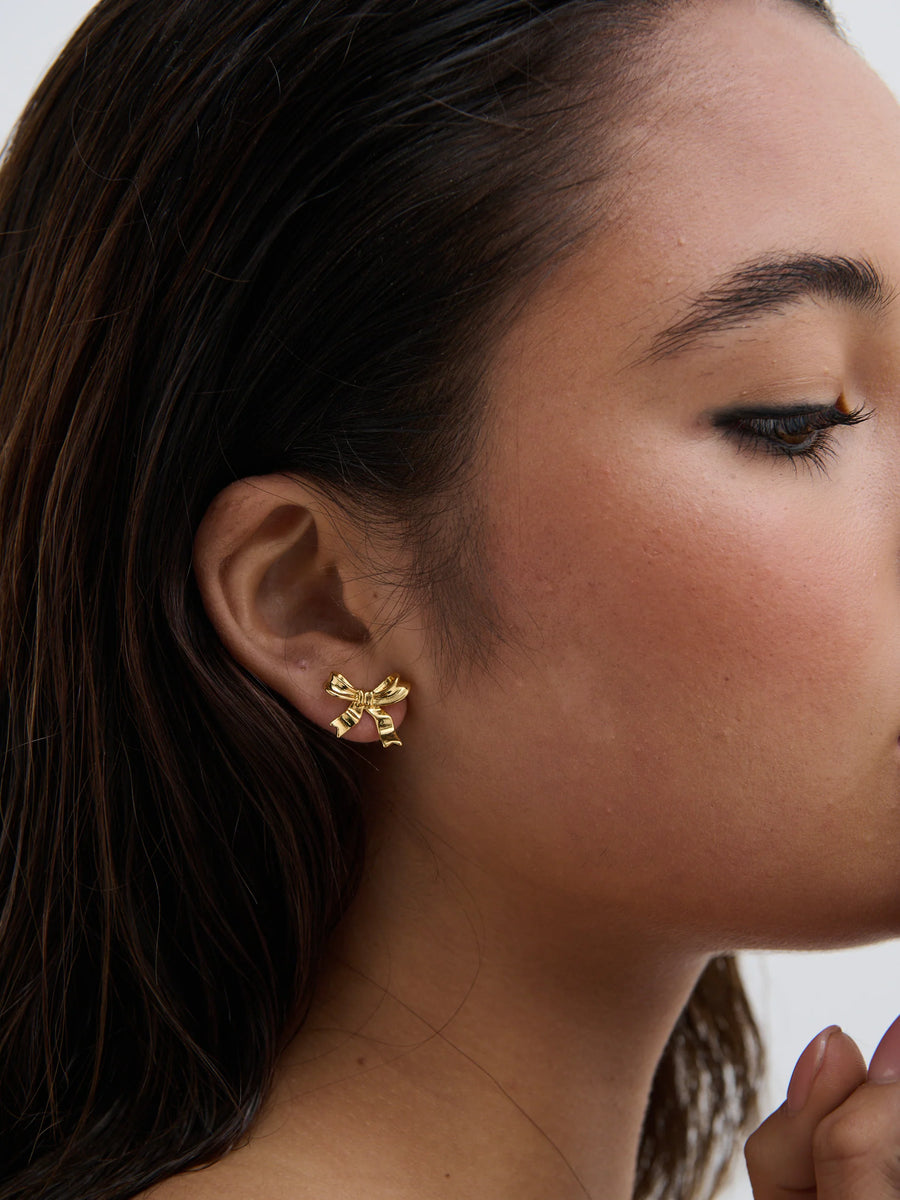 Angels Whisper - Bow Stud 18k Gold Plated Earrings