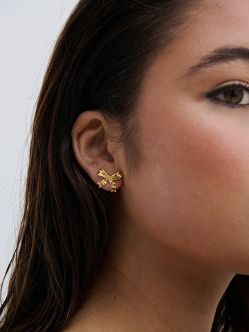 Angels Whisper - Bow Stud 18k Gold Plated Earrings