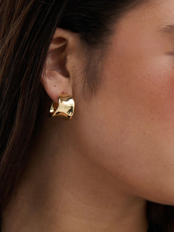 Angels Whisper - Eddy Flat Hoops 18k Gold Plated Earrings