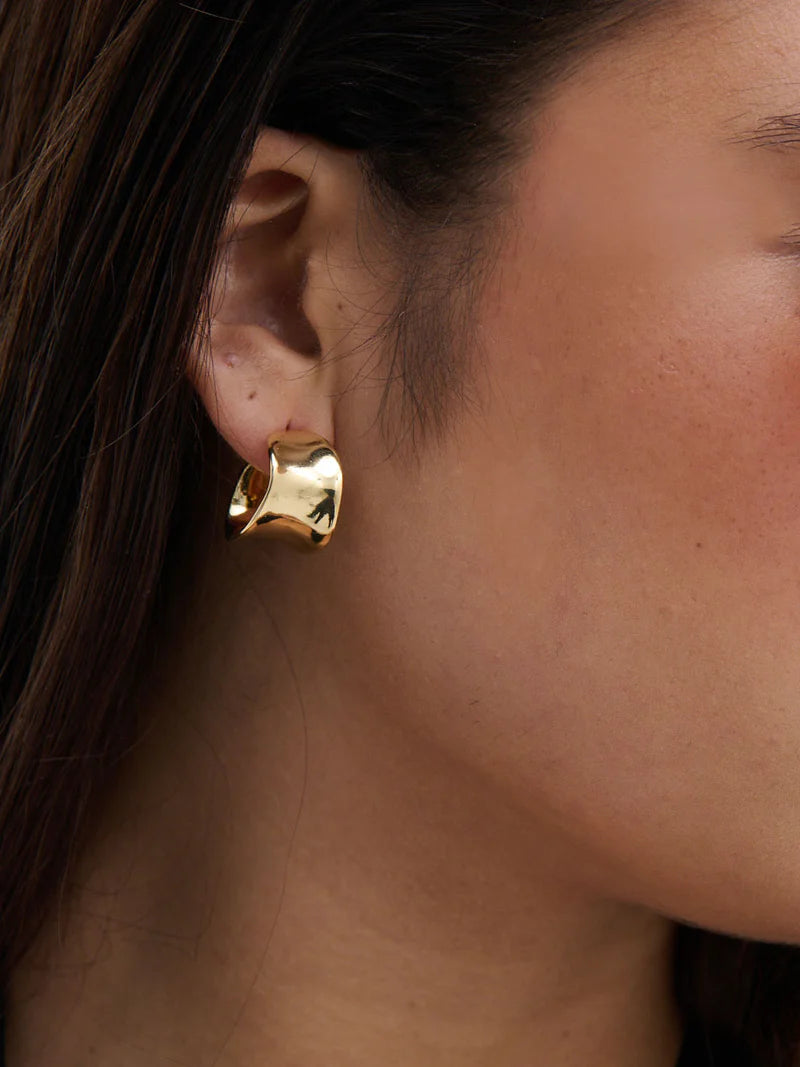 Angels Whisper - Eddy Flat Hoops 18k Gold Plated Earrings