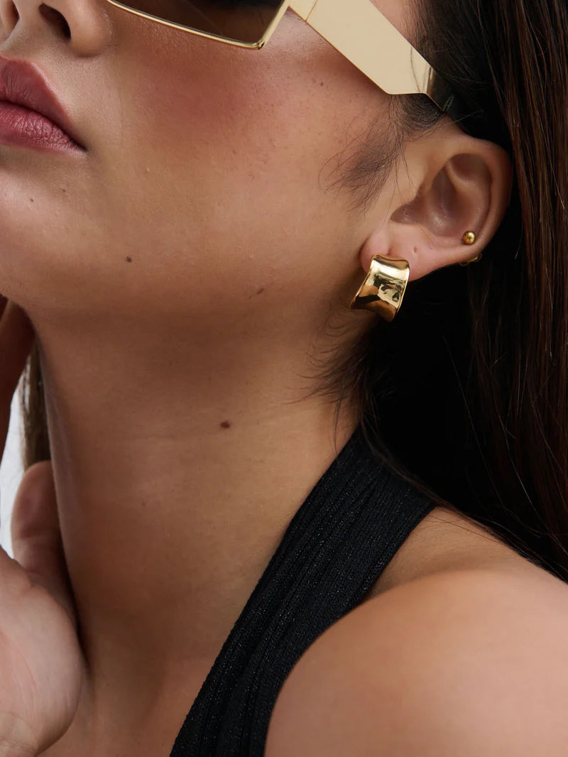Angels Whisper - Eddy Flat Hoops 18k Gold Plated Earrings