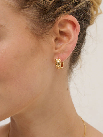Angels Whisper - Crush Quilted 18k Gold Plated Earrings - Medium