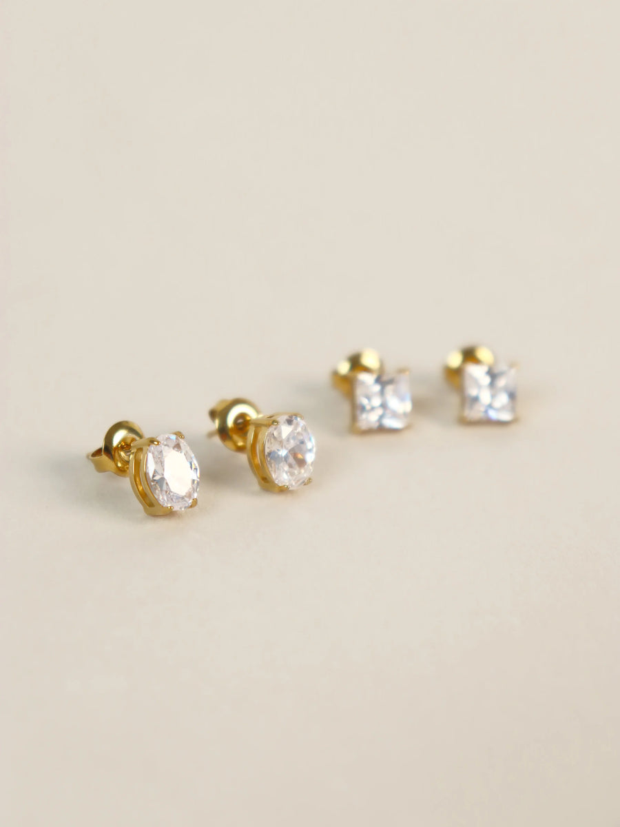 Angels Whisper - Clara Crystal 18k Gold Plated Stud Earrings