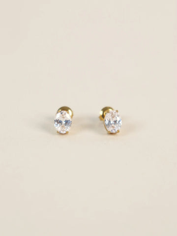 Angels Whisper - Soleil Oval Crystal 18K Gold Plated Stud Earrings