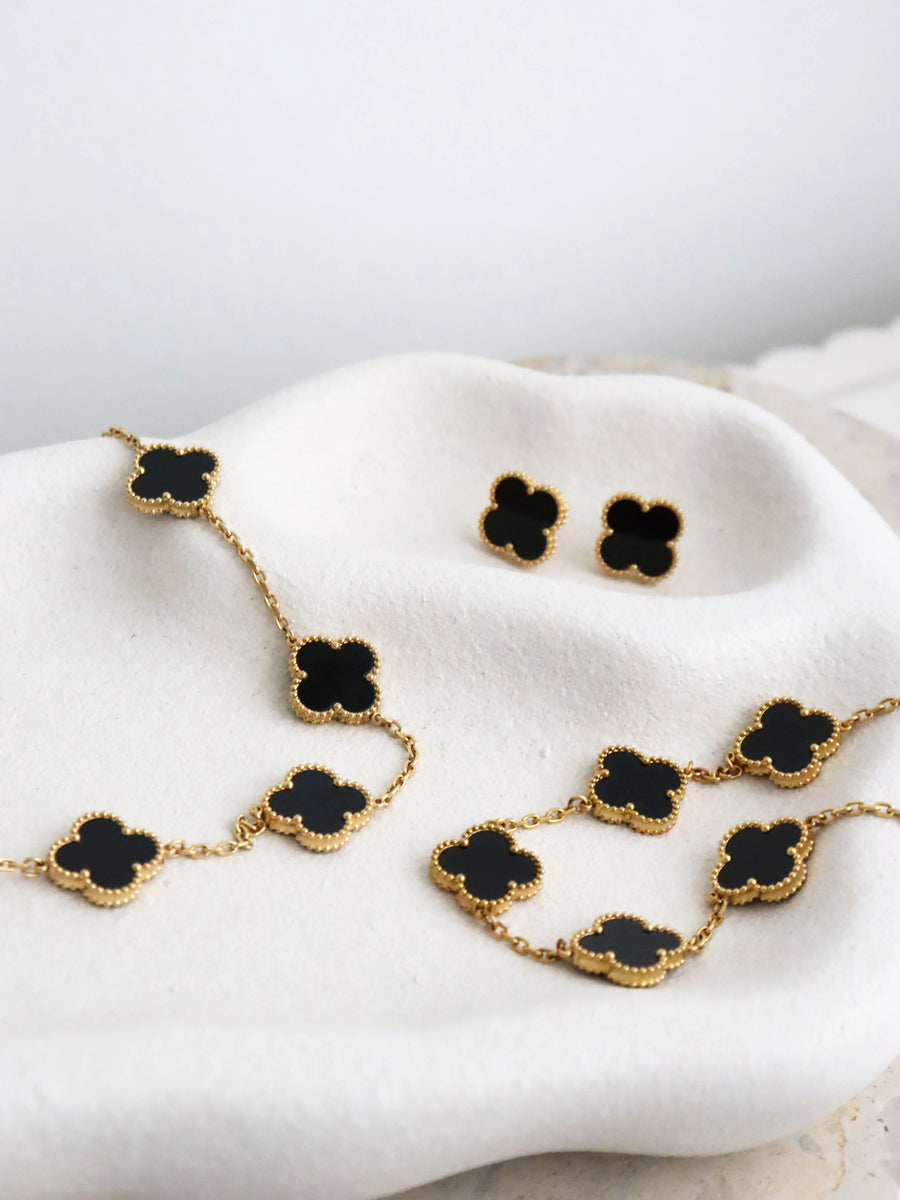 Angels Whisper - Charlotte Earrings in 18K Gold Plated in Black