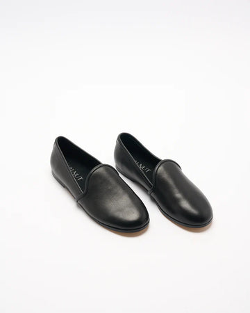Walnut - Lulu Leather Loafer - Black