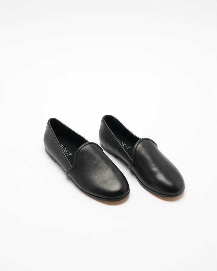Walnut - Lulu Leather Loafer - Black