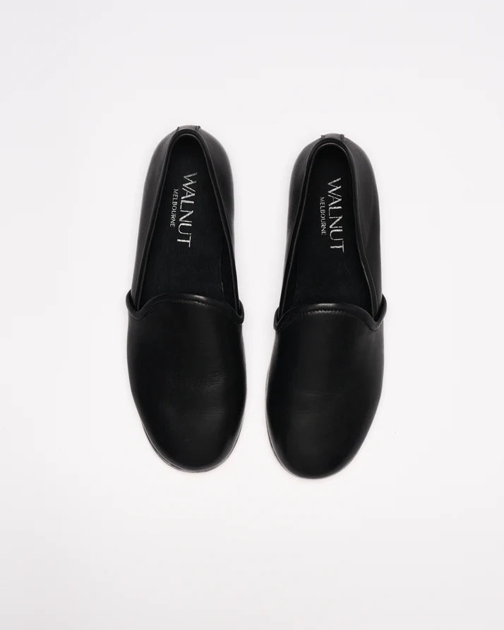Walnut - Lulu Leather Loafer - Black