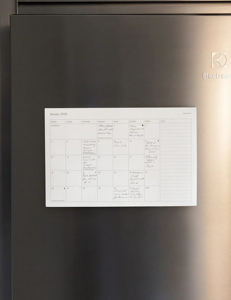 Bespoke Letterpress - 2026 Monthly Fridge Magnetic Calendar
