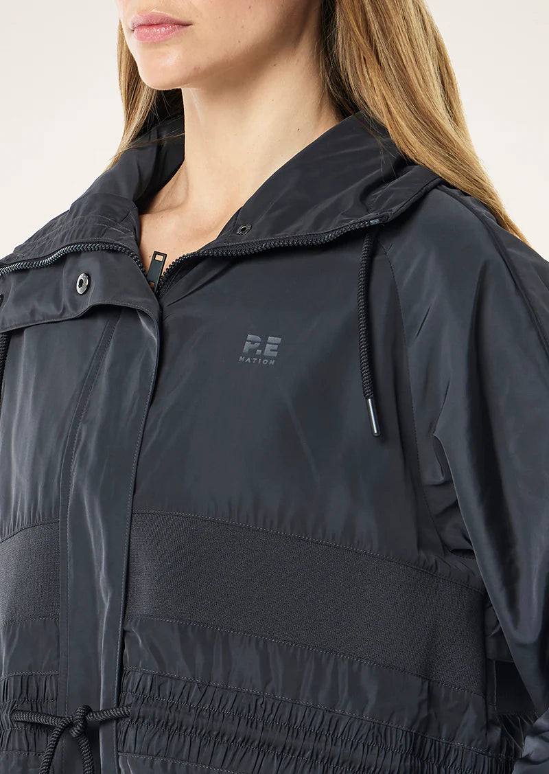 P.E Nation - MID-LENGTH MAN DOWN JACKET IN MARINE BLUE