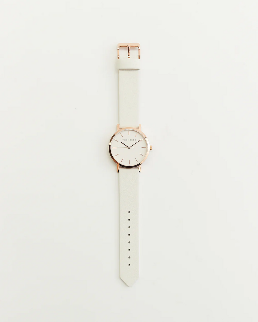 The Horse - Mini Original Watch - Rose Gold Case / White Dial / Milk Leather