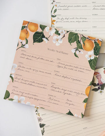 Bespoke Letterpress - Meal Planner Notepad - Peaches