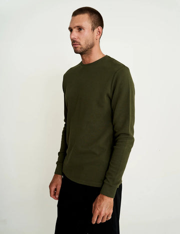 Mr Simple - Waffle Long Sleeve Tee - Fatigue