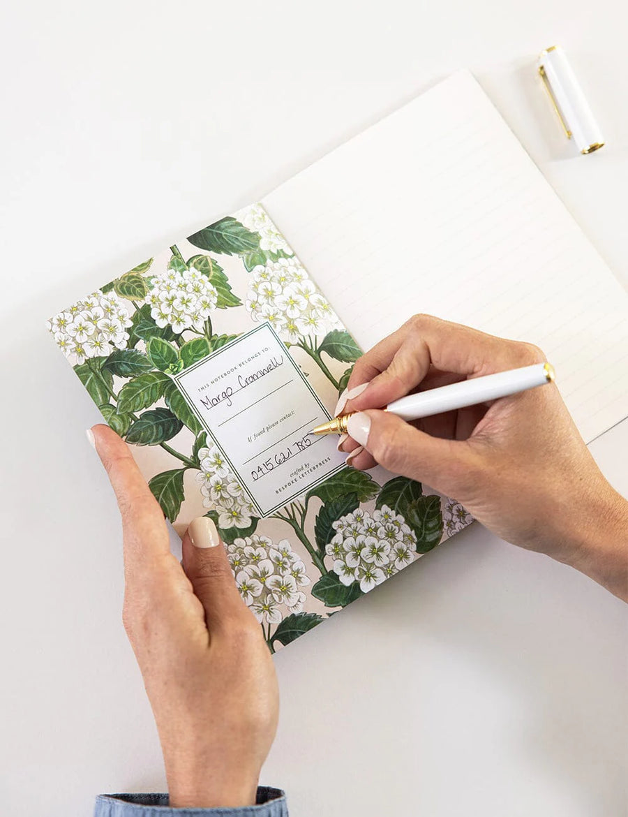 Bespoke Letterpress - Pocket Notebook - Hydrangea (Lined)