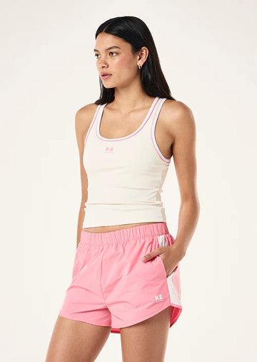 P.E Nation - Nexus Rib Tank - Whisper White/Pink Lemonade