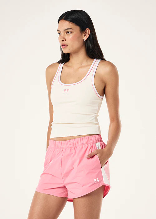 P.E Nation - Nexus Rib Tank - Whisper White/Pink Lemonade