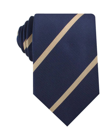 Otaa - Navy Blue Champagne Gold Striped Necktie
