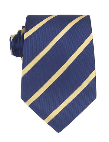 Otaa - Navy Blue With Yellow Stripes Necktie