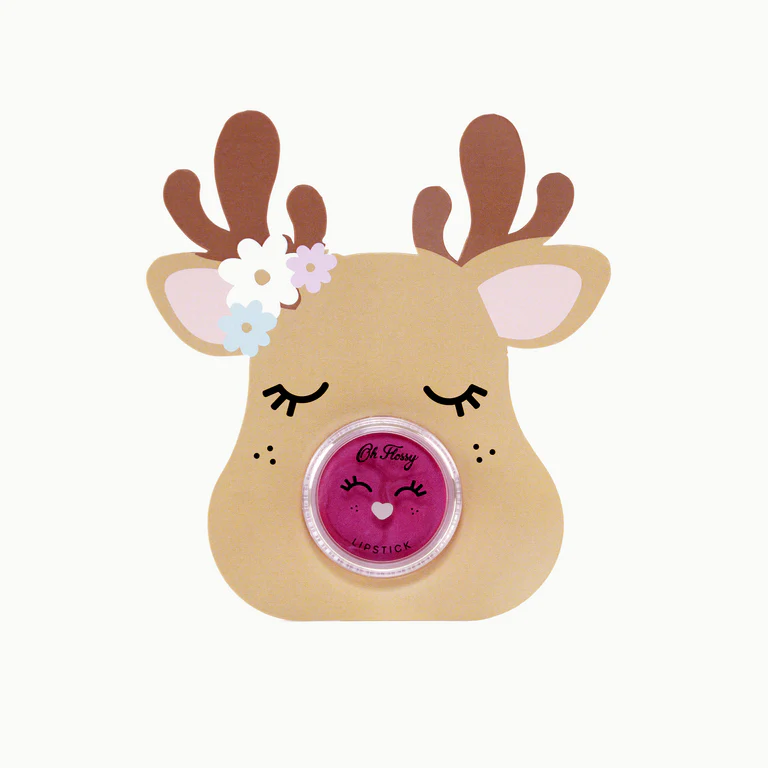 Oh Flossy - Lipstick Stocking Stuffer - Rudolph - Pink Ears with Flowers