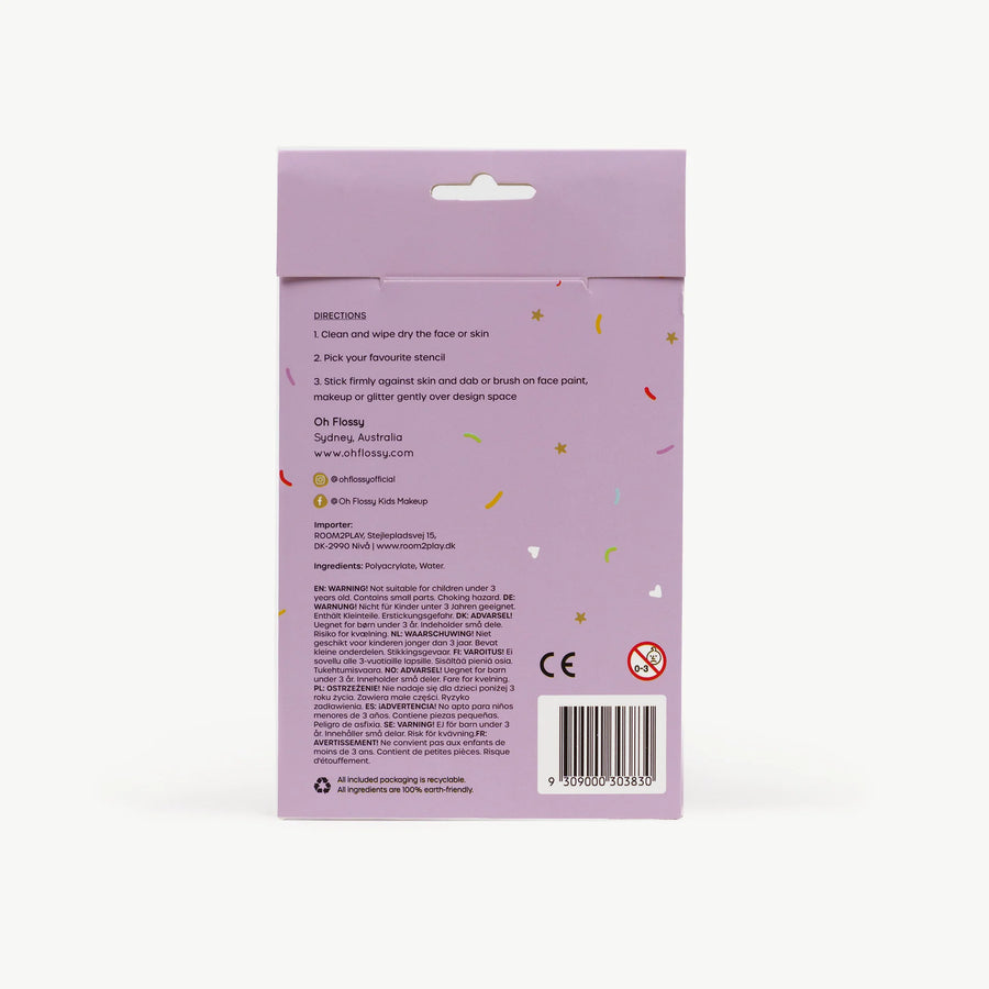 Oh Flossy - Reusable Adhesive Face Paint & Makeup Stencils - Purple