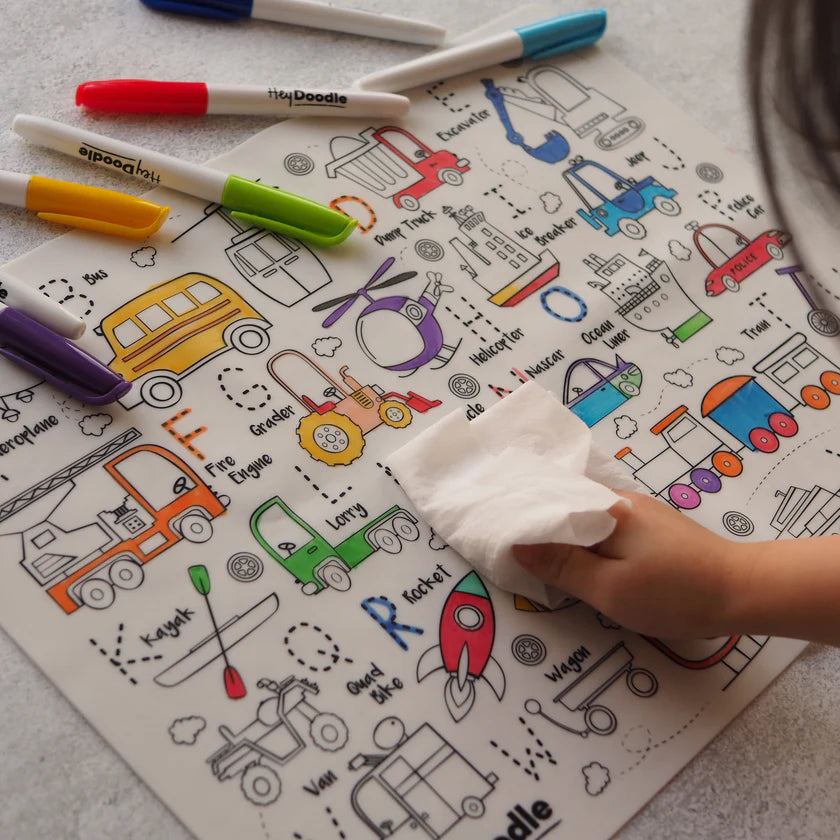 HeyDoodle - Toot Toot Honk Classic Colouring & Doodle Mat
