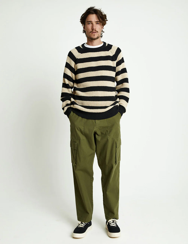 Mr Simple - Stripe Knit - Black/Oatmeal Stripe