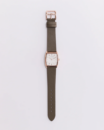 The Horse - The Dress Watch - Rose Gold / White Dial / Olive Leather