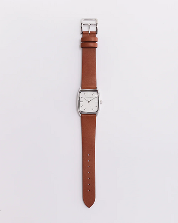 The Horse - The Dress Watch - Polished Silver / White Dial / Tan Leather