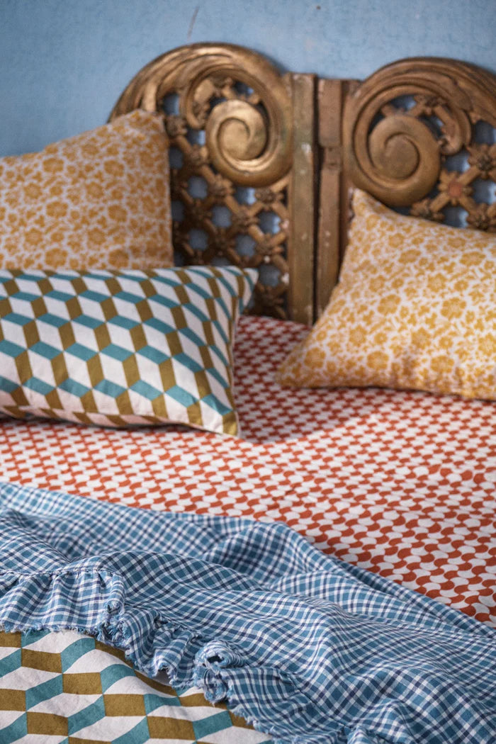 Society of Wanderers - Cefalù Check Flat Sheet - Queen