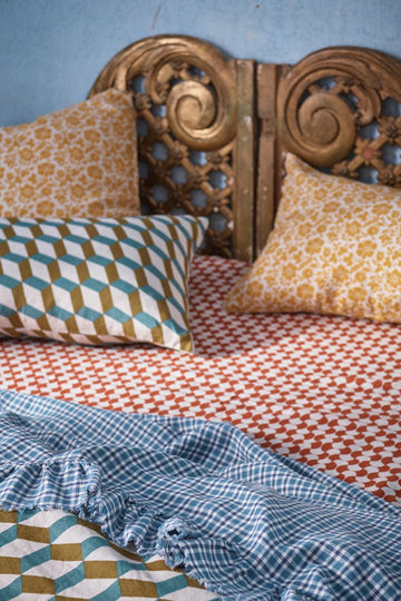 Society of Wanderers - Cefalù Check Flat Sheet - King
