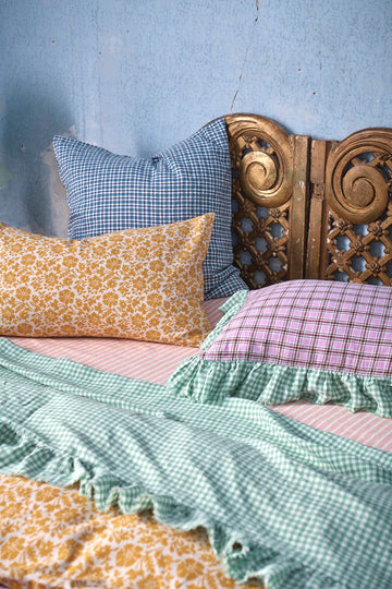 Society of Wanderers - Fresco Gingham Flat Sheet - Queen